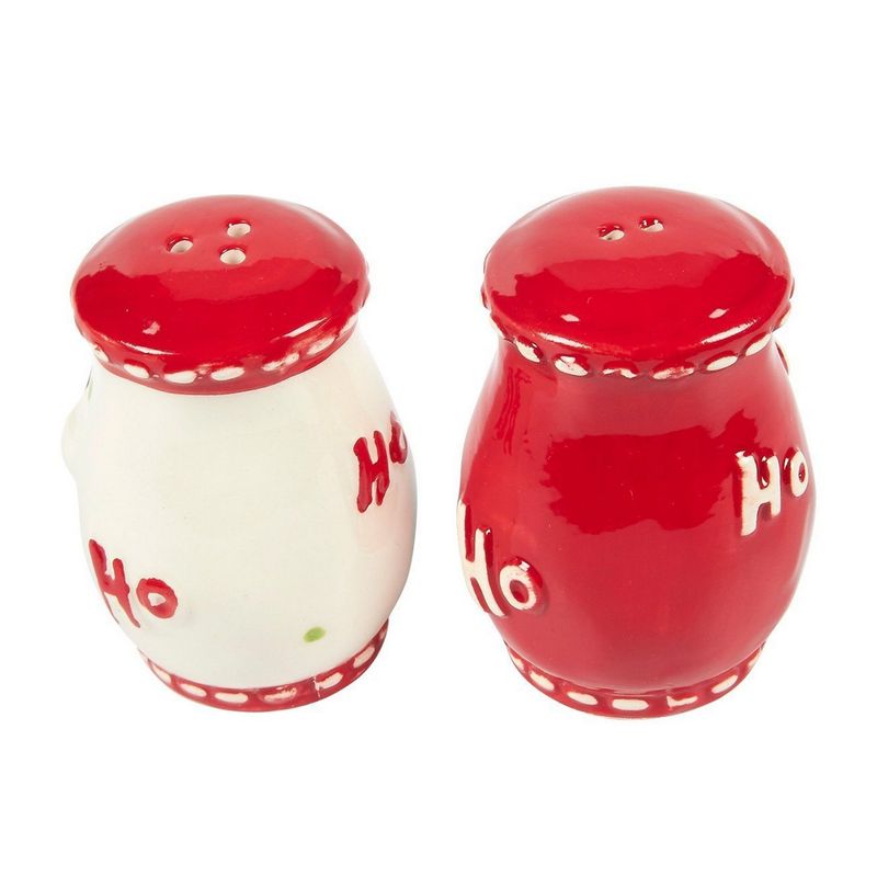 2-Pack of Salt Pepper Shakers - Cute Salt Pepper Shakers, Santa Claus and Snowman-Themed Ceramic Christmas Decorfor Festive Decoration, Xmas Kitchenware, Red - 2 x 2.8 x 2 Inches