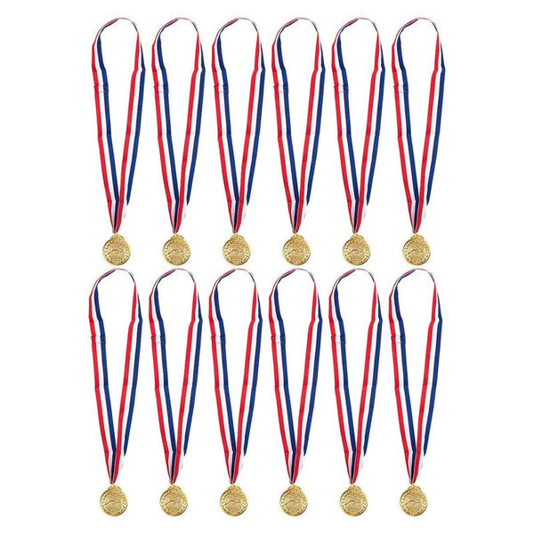Award Medals with Ribbons for Sports Swimming (Gold, 12 Pack)