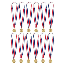 Award Medals with Ribbons for Sports Swimming (Gold, 12 Pack)