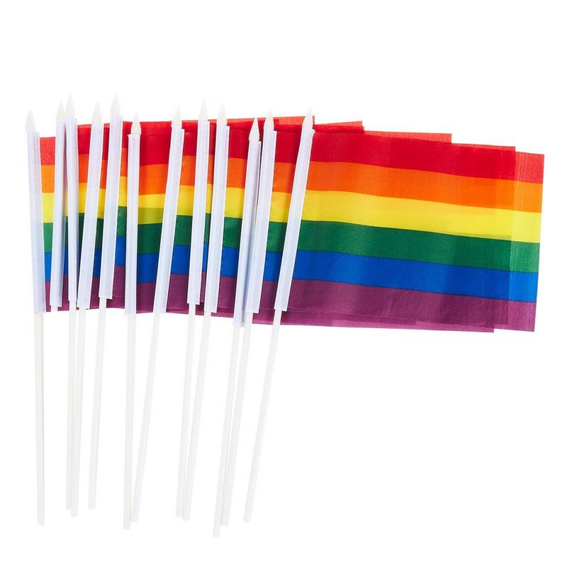 Rainbow Flags Gay Pride, Handheld LGBTQ Stick Flags (12.75 In, 12 Pack)