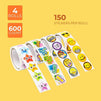 Reward Achievement Sticker Roll for Kids, Teacher Supplies (600 Pieces)