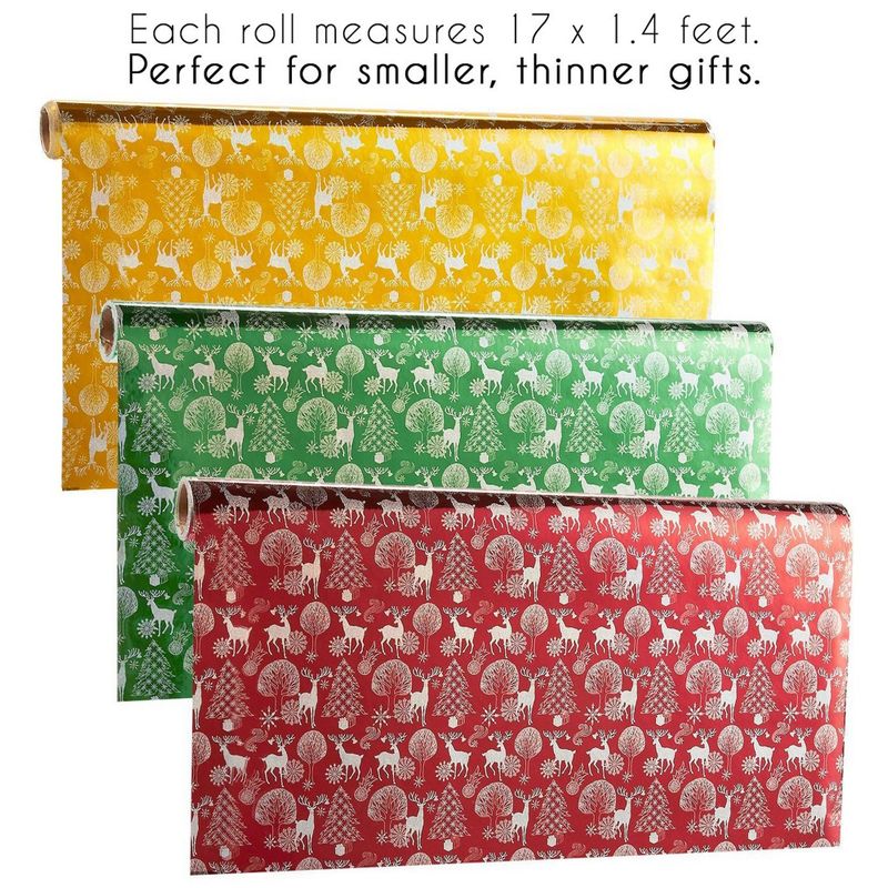 Reindeer Christmas Paper (3 Colors, 17 x 1.4 Feet)