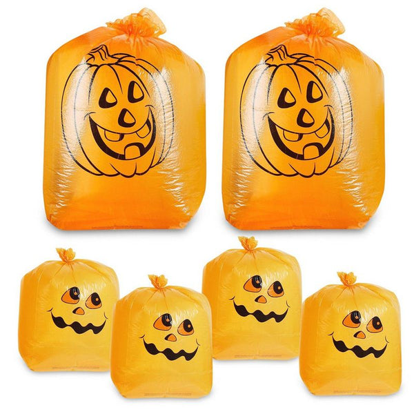 Juvale Pack of 6 Pumpkin Leaf Bag - Small and Medium Sized Pumpkin Trash Bags - The Perfect Fall Lawn Decoration, Orange
