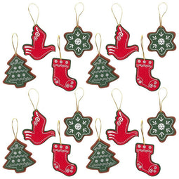 Felt Christmas Ornament, Holiday Ornaments Set (4 Designs, 16 Pack)