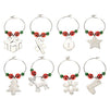 8-Pack Wine Glass Charms - Christmas Themed Wine Glass Markers, Zinc Wine Glass Tags, Drink Markers, Wine Favors, Silver