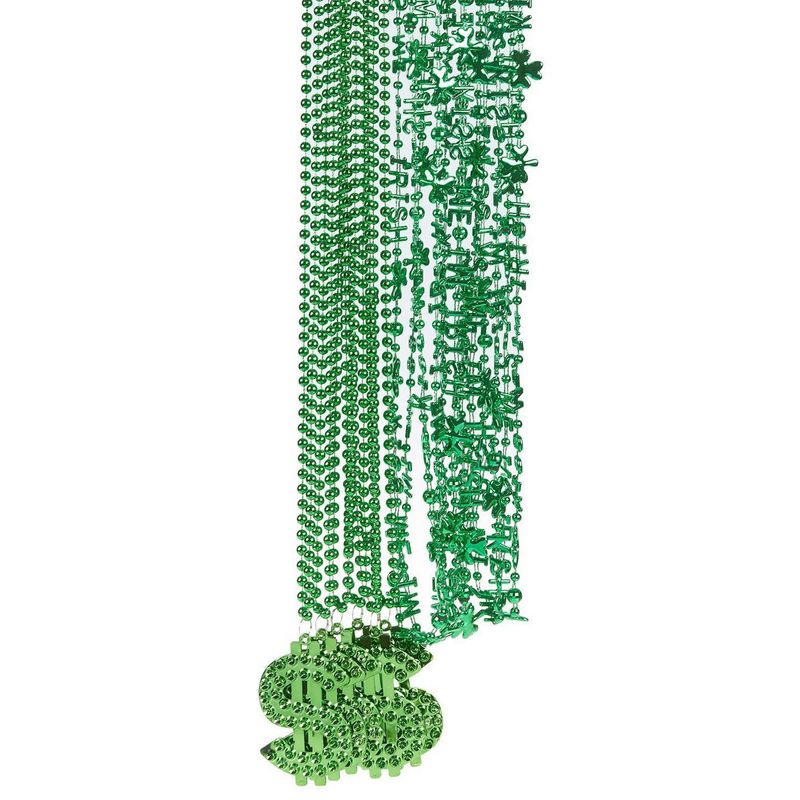 Shamrocks and Dollar Sign Necklaces for St. Patrick's and Mardi Gras (12 Pack)