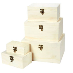 6 Pack Unfinished Wooden Boxes with Hinged Lids and Locking Clasp (5.9 x  3.9 x 1.97 In)
