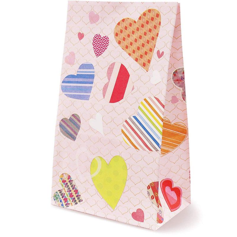 Valentine’s Party Favor Gift Bags with Hearts for Kids (5.1 x 8.7 In, 36 Pack)