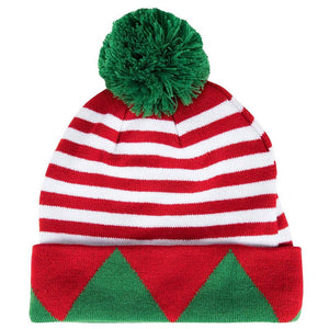 Juvale Elf Christmas Beanie, Holiday Hat with Pom Pom (2 Pack)