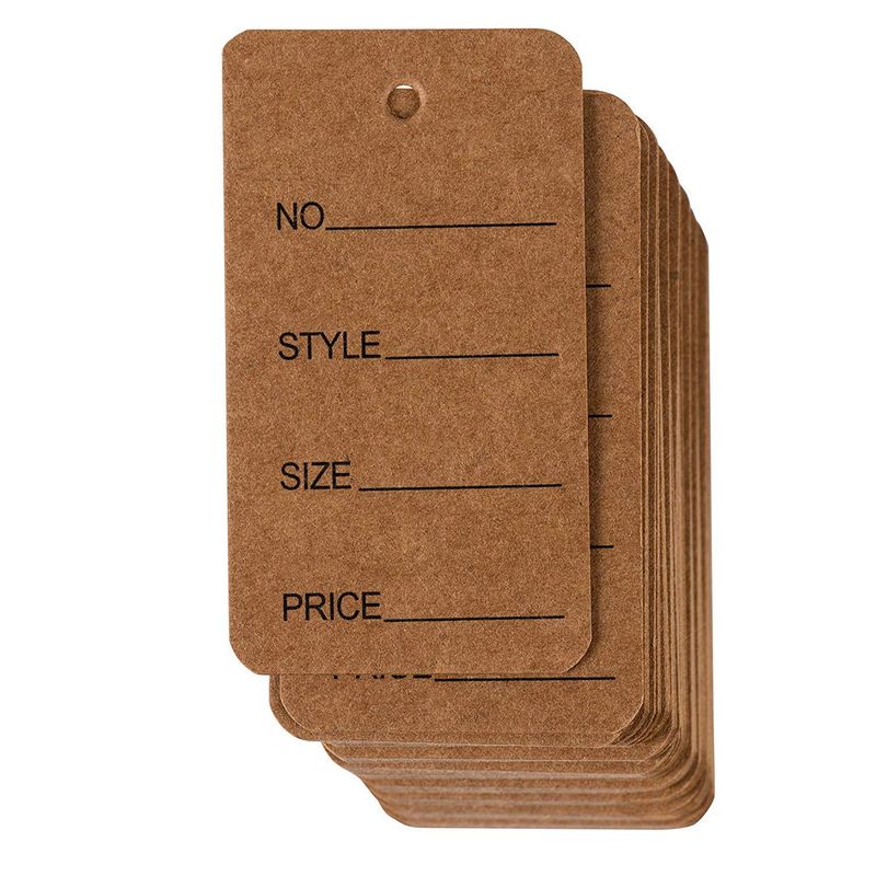 1000 Pack Clothes Retail Price Tags, Natural Kraft Brown, 1.5 x 2.7 Inches