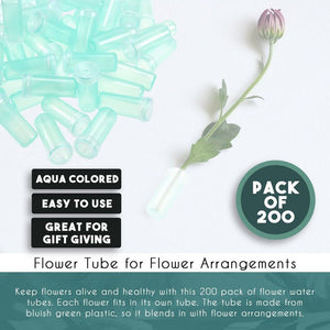 Juvale Floral Water Tubes Vials for Flower Arrangement and Floral Craft Supply - 200 Pack 1.6" Clear Blue