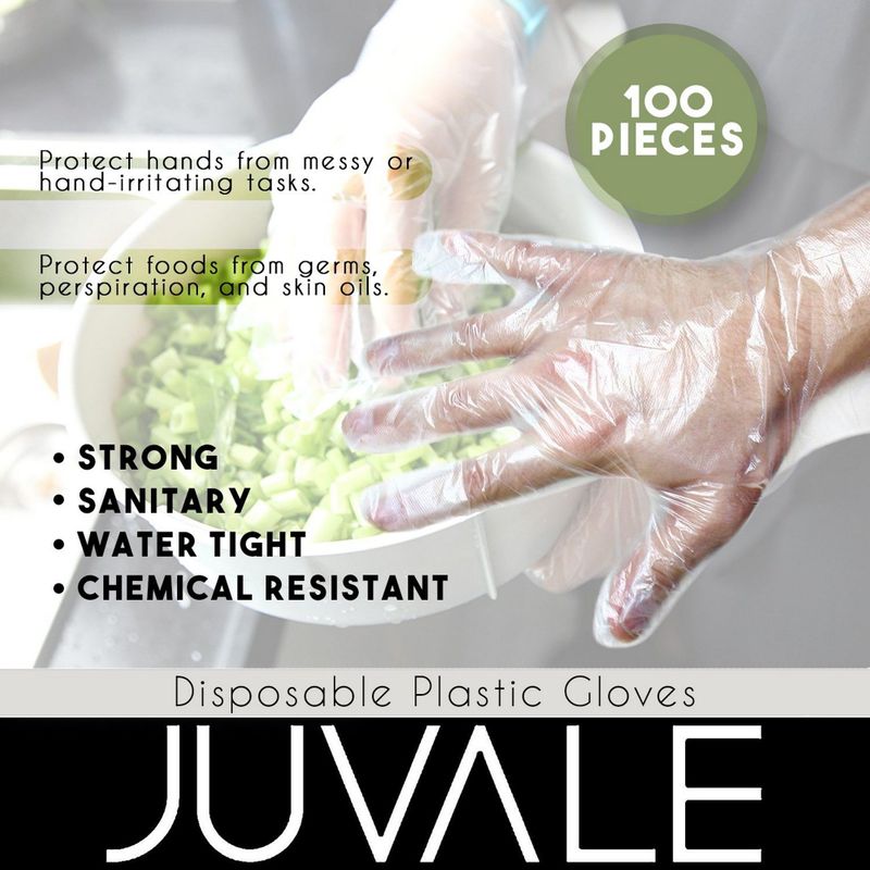 100-Piece Disposable Gloves – Latex Free Plastic Food Prep Gloves for Cooking, Food Handling, Kitchen, BBQ, Cleaning – Clear, One Size Fits Most