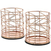 Juvale 2-Pack Rose Gold Metal Wire Makeup Brush Pencil Cup Holders, 3.5 x 3.5 x 4 Inches