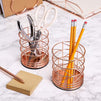 Juvale 2-Pack Rose Gold Metal Wire Makeup Brush Pencil Cup Holders, 3.5 x 3.5 x 4 Inches