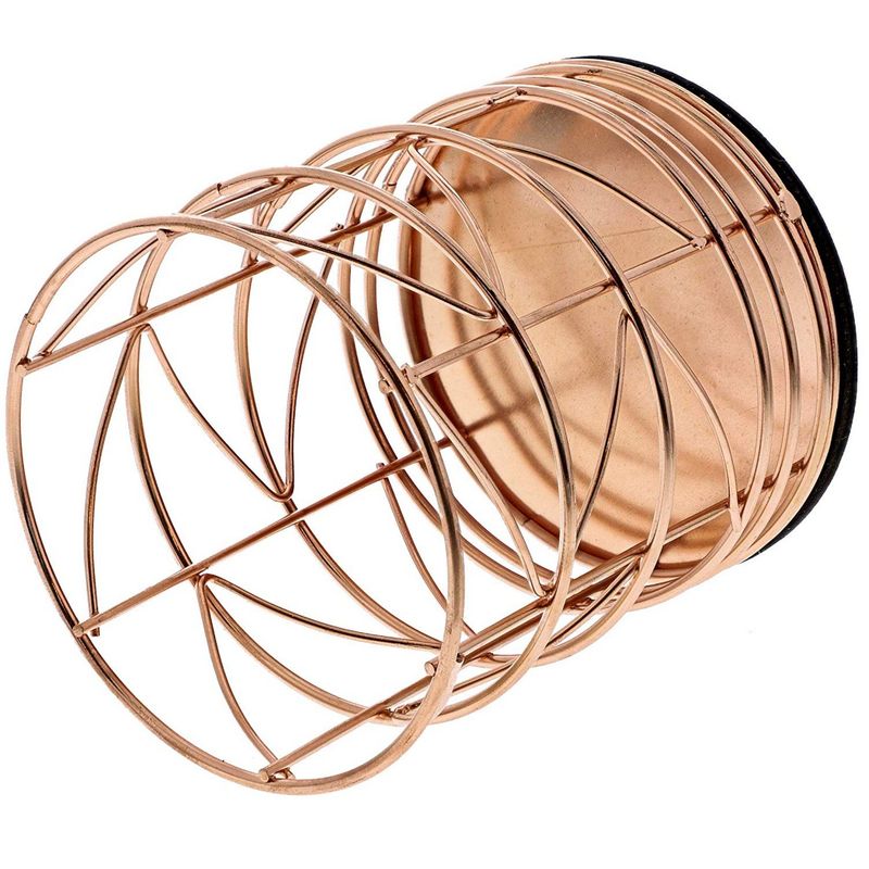 Juvale 2-Pack Rose Gold Metal Wire Makeup Brush Pencil Cup Holders, 3.5 x 3.5 x 4 Inches