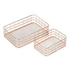 Metal Storage Baskets, Copper Wire Basket Organizer (Rose Gold, 2 Piece Set)
