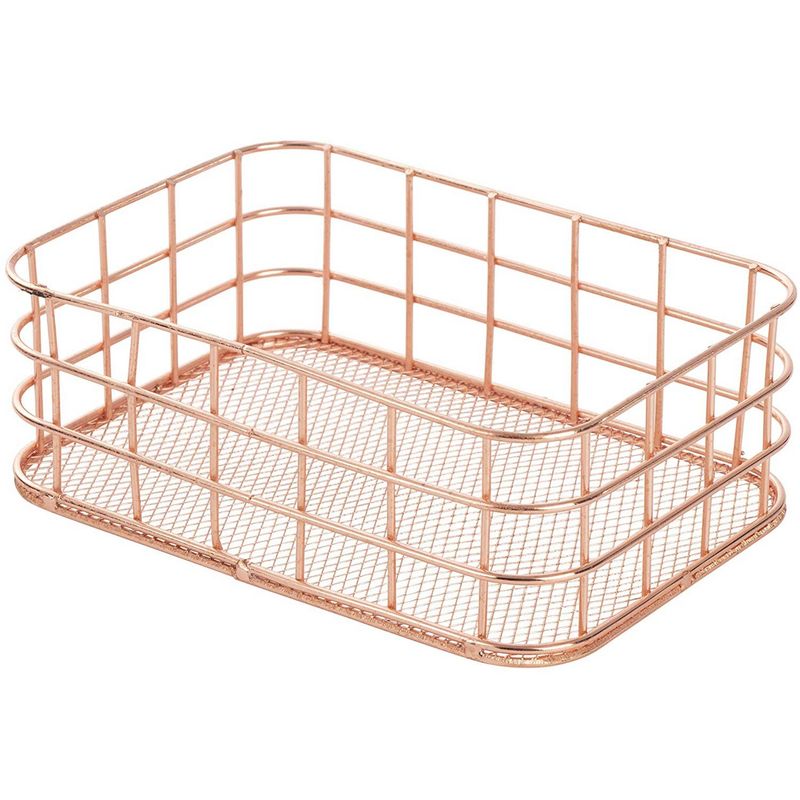 Metal Storage Baskets, Copper Wire Basket Organizer (Rose Gold, 2 Piece Set)