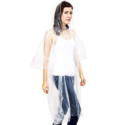 Juvale 50-Count Clear Disposable Adult Emergency Rain Ponchos with Hood