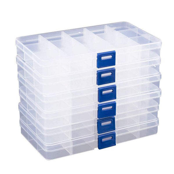 Plastic Organizer Boxes for Beads, Rhinestones, Jewelry Making (6.7 x 0.8 x 4 In, 6 Pack)
