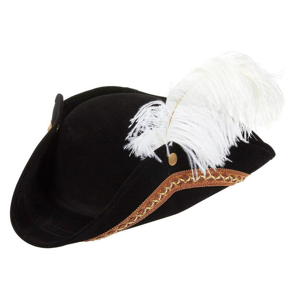 Juvale Tricorn Pirate Hat for Halloween, Colonial Revolutionary War Theme Birthday Party Costume, Adult Black