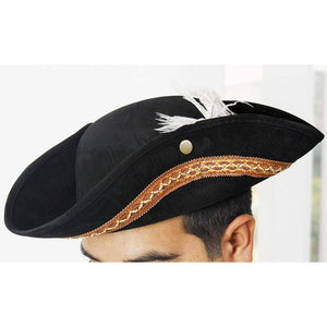 Juvale Tricorn Pirate Hat for Halloween, Colonial Revolutionary War Theme Birthday Party Costume, Adult Black