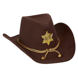 Juvale Novelty Felt Cowboy Sheriff's Hat - Fun Party Outfit Costume with Gold Braid for Halloween, Office Parties