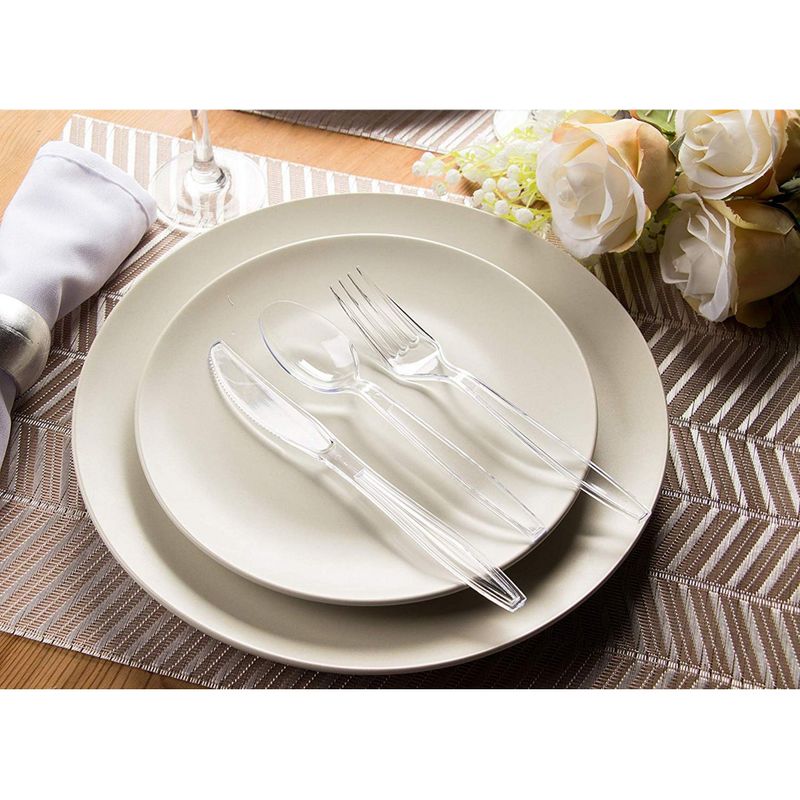 Plastic Silverware Set for Parties, Clear Disposable Cutlery (180 Pieces)