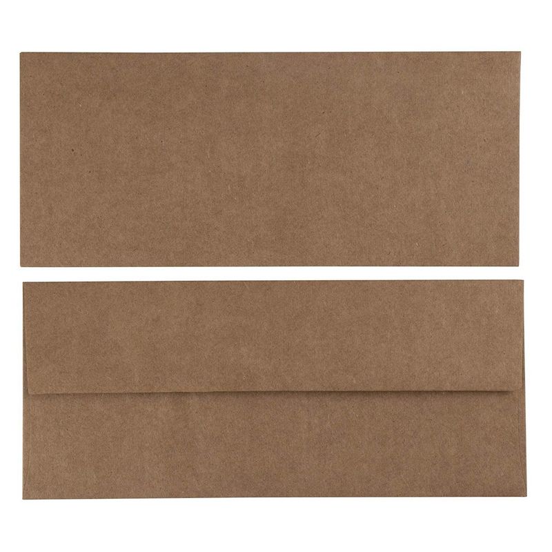 100 Pack #10 Kraft Paper Business Envelopes in Bulk, Self-Seal for Letter Mailing, Brown