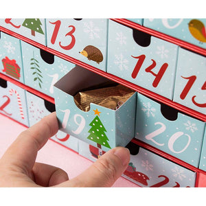 Juvale Blue Wooden Advent Calendar with Drawers for Christmas (12 x 12.6 x 2.3 in)