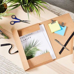 Brown Presentation Folders Bulk – 12-Pack Letter Size Kraft File Folders with String, Portfolio Folder, Office Supplies for Catalogs, Brochures, Resume, 12 x 9.25 Inches