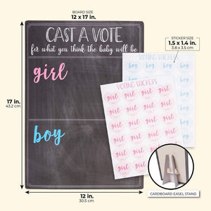 Juvale Baby Gender Reveal Board with Stand and Voting Stickers, Chalkboard Design