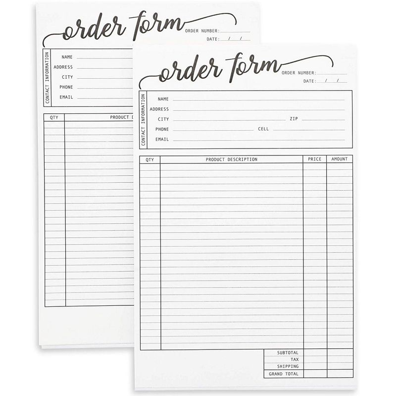 Juvale 2-Pack Carbonless Invoice Purchase Order Form Pads, 100 Sheets Each, Script Header, 5.5 x 8.5 inches