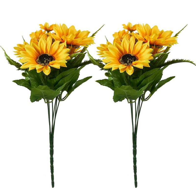 4pcs Yellow Artificial Sunflower Premium Artificial Flowers Wedding Artificial  Flower Bouquet For Decoration Restaurant Salos Garden Cafe Birthday Par