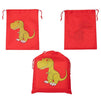 Drawstring Bags - 12-Pack Party Favor Bags for Kids Dinosaur Birthday, 3 Assorted Designs, Goodie Treat Bags, Dino Themed Party Supplies, For Giveaways and Gifts, Green, Red, Yellow, 9.7 x 12 Inches