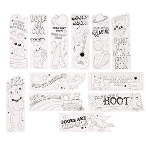 Juvale 24 Pack DIY Color Your Own Bookmarks Bulk, Cute Animal and Action Hero Theme for Kids and Students