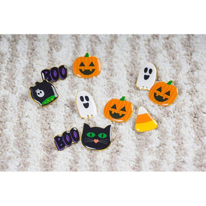 Halloween Pins - 24-Pack Enamel Pins, Lapel Pins for Halloween Costume Parties, Kids Party Favors, 6 Designs, 1.1 x 0.3 x 1.1 Inches