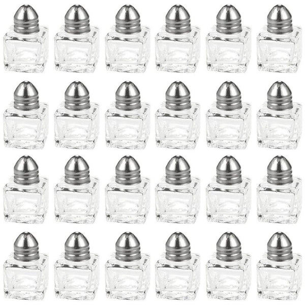 Salt and Pepper Shakers Set - 24-Piece Set of Salt Pepper Shakers, Glass Kitchenware, Mini Salt and Pepper Holders, Transparent, Holds 0.5 Oz