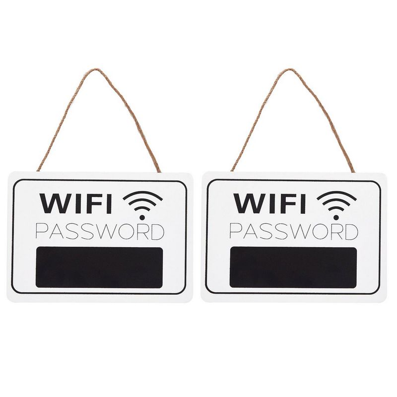 Juvale 2 Pack WiFi Password Sign with Small Chalkboard, Wooden Hanging Board for Home and Business, 7.9x5.6
