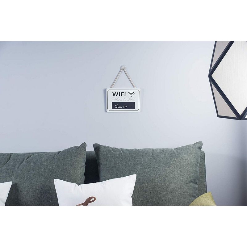 Juvale 2 Pack WiFi Password Sign with Small Chalkboard, Wooden Hanging Board for Home and Business, 7.9x5.6