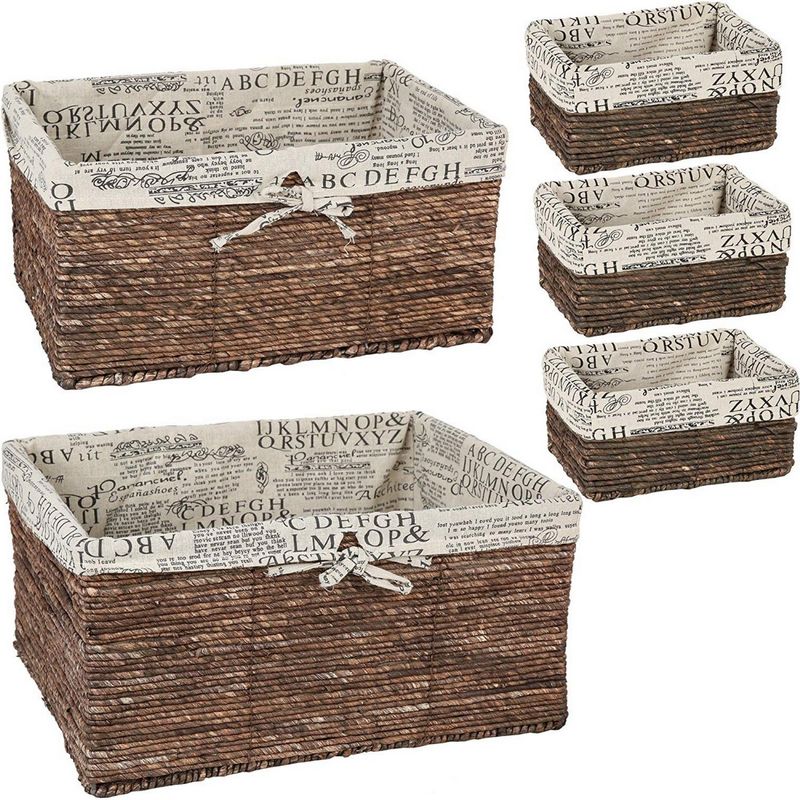 Juvale 5-piece Grey Woven Nesting Baskets With Cloth Lining For