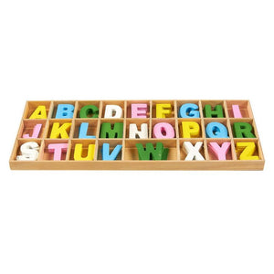 Wooden Letters - 260-Piece Wooden Craft Letters with Storage Tray Set- Wooden Alphabet Letters for Home Decor, Kids Learning Toy - Multicolor, 1 inch
