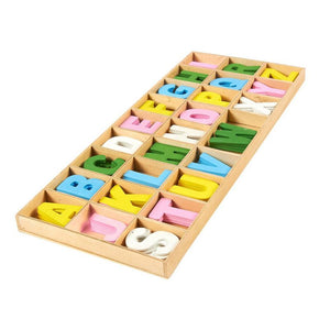 Wooden Letters - 260-Piece Wooden Craft Letters with Storage Tray Set- Wooden Alphabet Letters for Home Decor, Kids Learning Toy - Multicolor, 1 inch