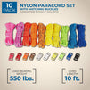 Paracord Rope with Buckles for Crafts (10 Colors, 20 Pieces)