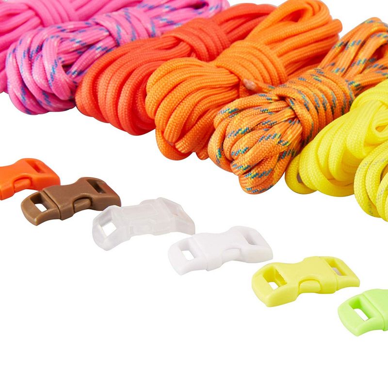 Paracord Rope with Buckles for Crafts (10 Colors, 20 Pieces)