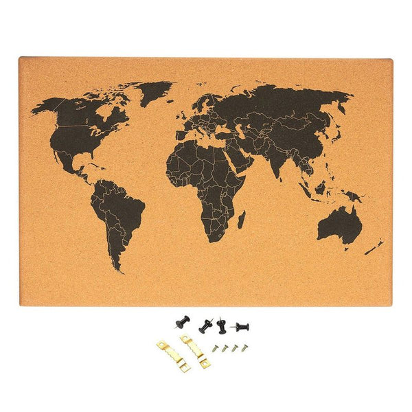 Juvale Cork Board World Map with Push Pins and Screws (23.5 x 0.75 x 15.75 Inches)