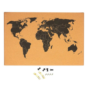 Juvale Cork Board World Map with Push Pins and Screws (23.5 x 0.75 x 15.75 Inches)