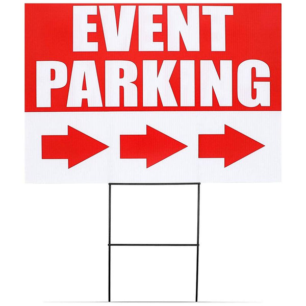 Juvale 6-Pack Corrugated Plastic Event Parking Lawn Yard Signs with Stakes, 3 Designs, 12 x 17 Inches