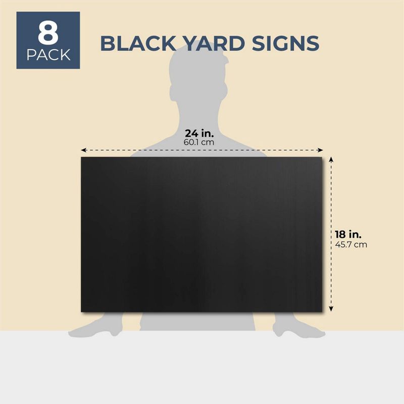 Juvale 8-Pack Blank Corrugated Plastic Yard Lawn Signs, Black, 18 x 24 Inches