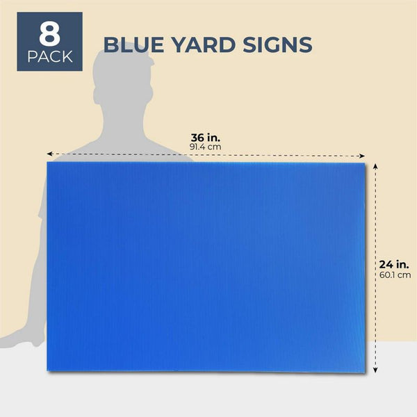 Juvale 8-Pack Blank Corrugated Plastic Yard Lawn Signs, Blue, 24 x 36 Inches