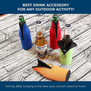 Juvale Beer Bottle Insulator Sleeves (4 Pack) Neoprene Cooler with Zipper Assorted Colors
